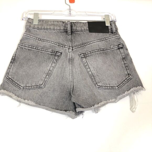 Zara Womens Cut Off Jean Shorts Size 0 High Rise Zip Fly Faded Black Denim - Picture 2 of 7